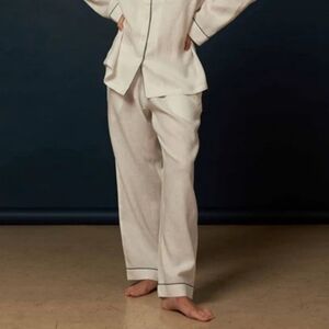 Piglet In Bed | White 100% Linen Pajama Pants Size XS